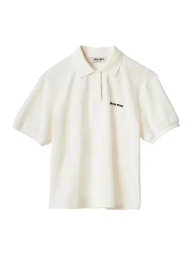 Miu Miu Women's Cotton Piqué Polo Shirt - White - Size Large | Thumbnail 1 Miu Miu Women's Cotton Piqué Polo Shirt - White - Size Large | Thumbnail 1