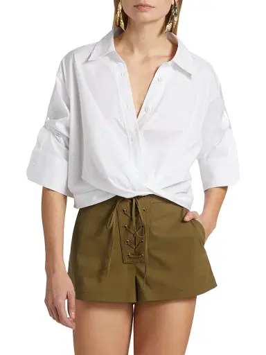 A.L.C. Women's Leo Cotton Long-Sleeve Top - White | Thumbnail 3
