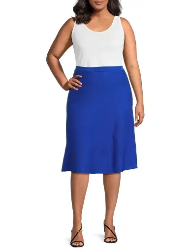 Ming Wang Women's Plus Knit A-Line Midi-Skirt | Thumbnail 2 Ming Wang Women's Plus Knit A-Line Midi-Skirt | Thumbnail 2