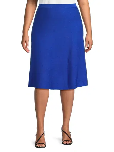 Ming Wang Women's Plus Knit A-Line Midi-Skirt | Thumbnail 3 Ming Wang Women's Plus Knit A-Line Midi-Skirt | Thumbnail 3