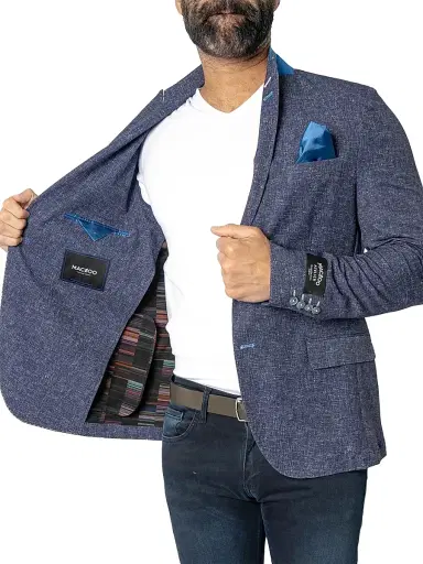 Maceoo Men's Unconstructed Descartes Blazer - Blue | Thumbnail 5 Maceoo Men's Unconstructed Descartes Blazer - Blue | Thumbnail 5