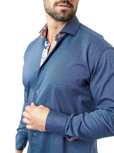 Maceoo Men's Einstein Stretch Shirt - Blue | Thumbnail 4 Maceoo Men's Einstein Stretch Shirt - Blue | Thumbnail 4