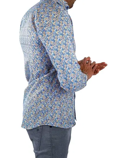 Maceoo Men's Einstein Symbol Shirt - Blue Yellow | Thumbnail 3