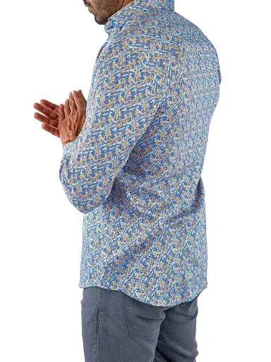 Maceoo Men's Einstein Symbol Shirt - Blue Yellow | Thumbnail 4
