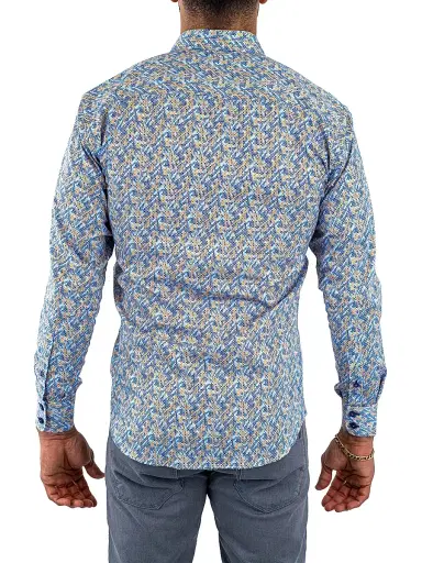 Maceoo Men's Einstein Symbol Shirt - Blue Yellow | Thumbnail 5