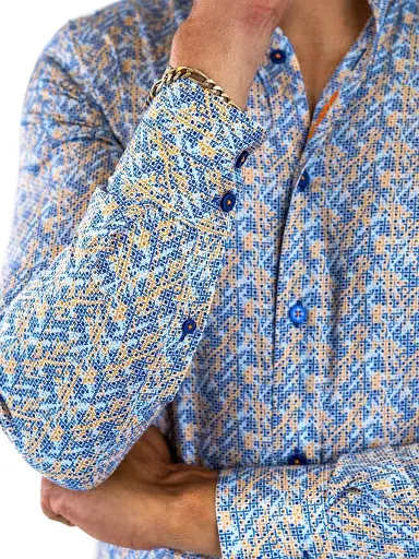 Maceoo Men's Einstein Symbol Shirt - Blue Yellow | Thumbnail 8