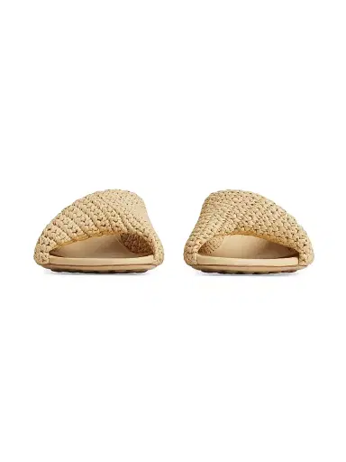 Bottega Veneta Women's Blink 50MM Woven Raffia & Leather Twist Mules - Natural - Size 10 | Thumbnail 2