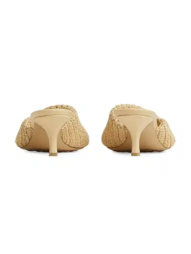 Bottega Veneta Women's Blink 50MM Woven Raffia & Leather Twist Mules - Natural - Size 10 | Thumbnail 3