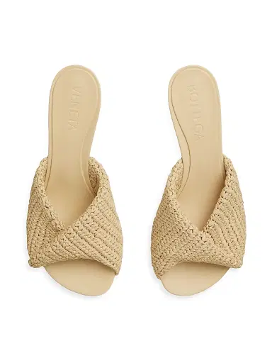 Bottega Veneta Women's Blink 50MM Woven Raffia & Leather Twist Mules - Natural - Size 10 | Thumbnail 4