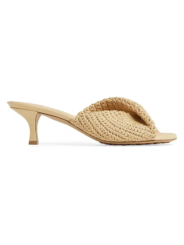 Bottega Veneta Women's Blink 50MM Woven Raffia & Leather Twist Mules - Natural