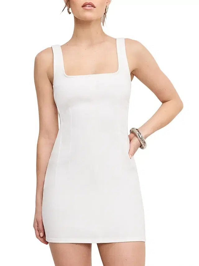Good American Women's Denim Shift Dress - Cloud White