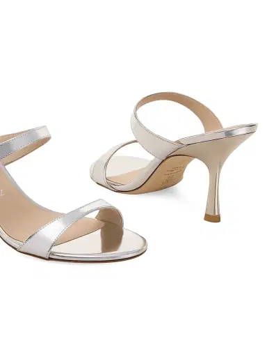 Stuart Weitzman Women's Nudist 85MM Patent Leather Sandals - Silver - Size 9.5 | Thumbnail 4