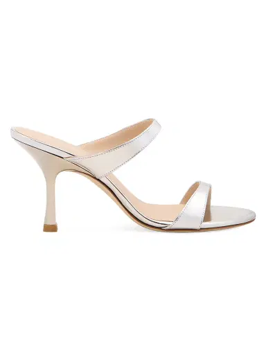 Stuart Weitzman Women's Nudist 85MM Patent Leather Sandals - Silver - Size 9.5 | Thumbnail 1