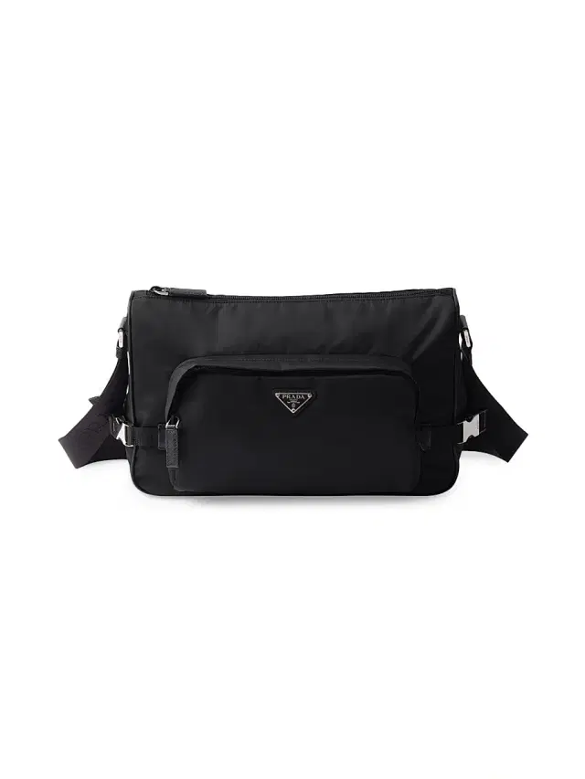 Men's Re-Nylon and Saffiano Leather Shoulder Bag - Black