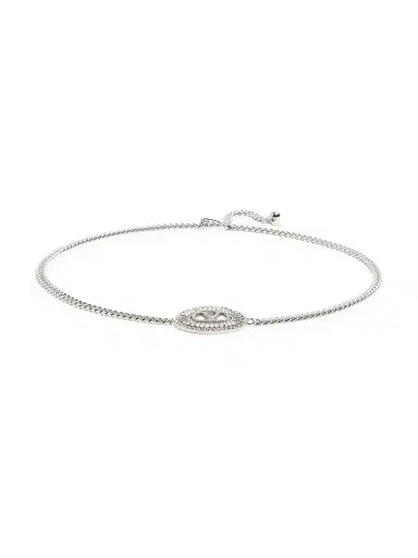 Valentino Garavani Women's Vlogo Signature Chain Belt with Crystals - Palladium Crystal - Size Medium | Thumbnail 1