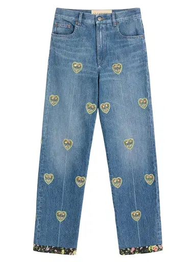 Valentino Garavani Women's Embroidered Denim Pants - Blue - Size 25 | Thumbnail 1 Valentino Garavani Women's Embroidered Denim Pants - Blue - Size 25 | Thumbnail 1