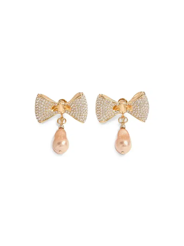 Women's San Fin Metal Earrings with Swarovski Crystals and Pearls - Gold