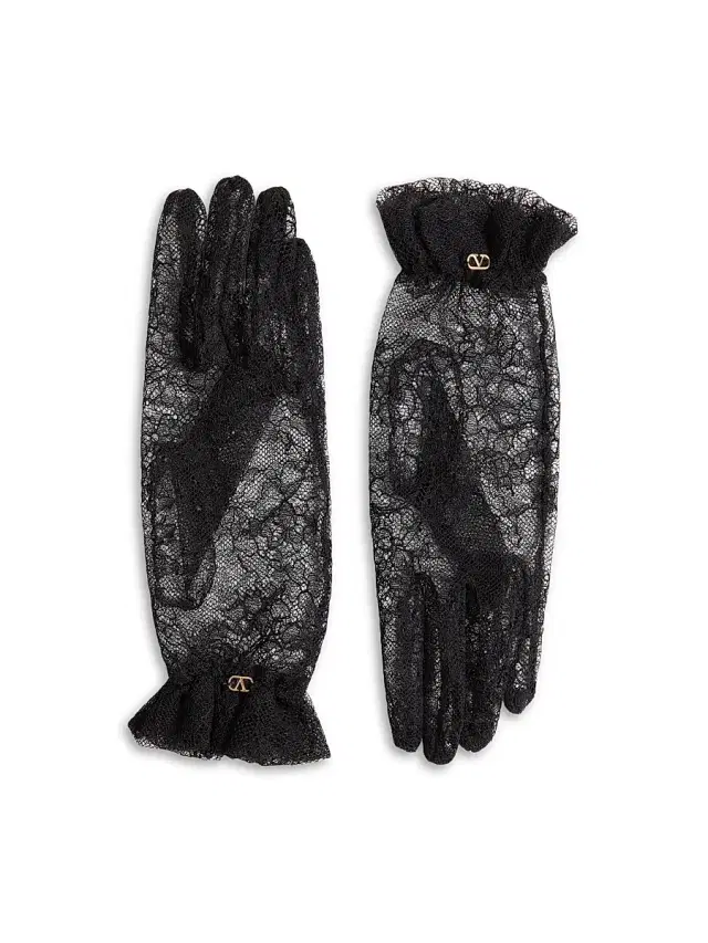 Valentino Garavani Women's VLogo Signature Lace Gloves - Black
