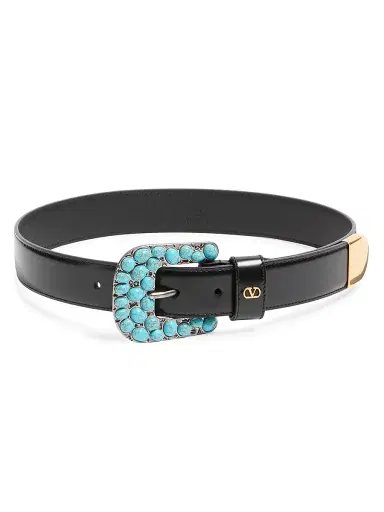 Valentino Garavani Women's Vlogo Signature Brushed Calfskin Belt 30 MM | Thumbnail 1