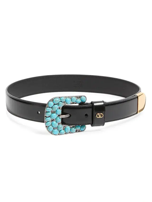 Valentino Garavani Women's Vlogo Signature Brushed Calfskin Belt 30 MM - Black