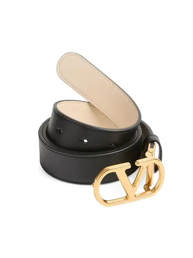 Valentino Garavani Women's Vlogo Signature Reversible Shiny Calfskin Belt 30MM - Black Butter - Size Large | Thumbnail 3 Valentino Garavani Women's Vlogo Signature Reversible Shiny Calfskin Belt 30MM - Black Butter - Size Large | Thumbnail 3