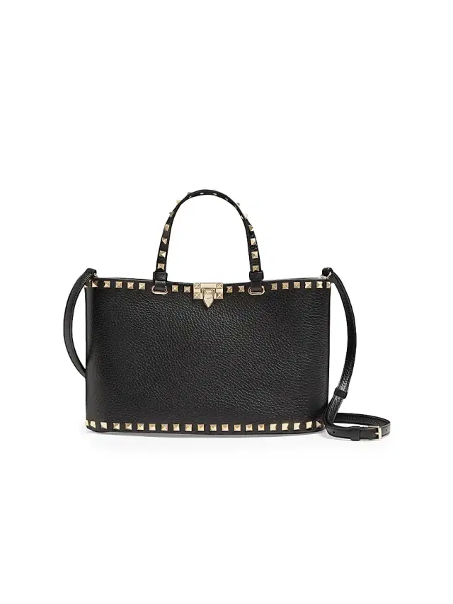 Valentino Garavani Women's Rockstud  Shopping Bag in Grainy Calfskin - Black