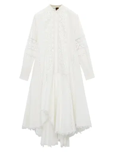 LOEWE Women's x Paula's Ibiza Lace Long-Sleeve Shirtdress - White | Thumbnail 1 LOEWE Women's x Paula's Ibiza Lace Long-Sleeve Shirtdress - White | Thumbnail 1
