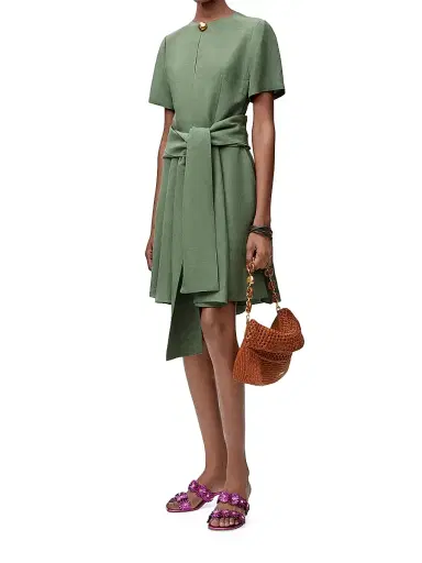 LOEWE Women's x Paula's Ibiza Pebble Pleated Dress - Sage | Thumbnail 2