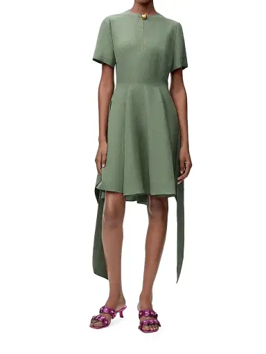 LOEWE Women's x Paula's Ibiza Pebble Pleated Dress - Sage | Thumbnail 4
