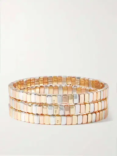 Roxanne Assoulin The Mini Cobra Set Of Three, Yellow Gold, Silver And Rose-tone Bracelets | Thumbnail 3 Roxanne Assoulin The Mini Cobra Set Of Three, Yellow Gold, Silver And Rose-tone Bracelets | Thumbnail 3