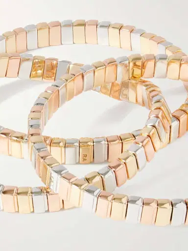 Roxanne Assoulin The Mini Cobra Set Of Three, Yellow Gold, Silver And Rose-tone Bracelets | Thumbnail 4 Roxanne Assoulin The Mini Cobra Set Of Three, Yellow Gold, Silver And Rose-tone Bracelets | Thumbnail 4