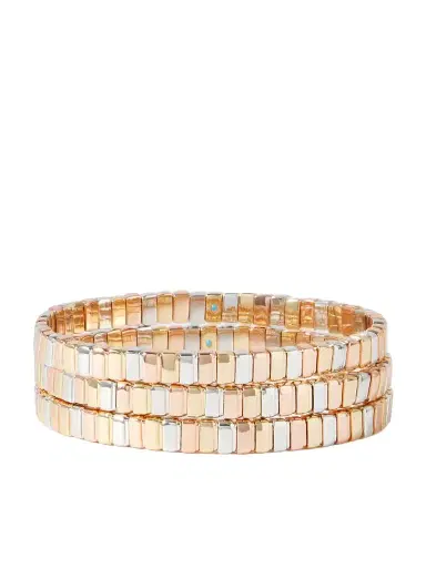 Roxanne Assoulin The Mini Cobra Set Of Three, Yellow Gold, Silver And Rose-tone Bracelets | Thumbnail 1 Roxanne Assoulin The Mini Cobra Set Of Three, Yellow Gold, Silver And Rose-tone Bracelets | Thumbnail 1
