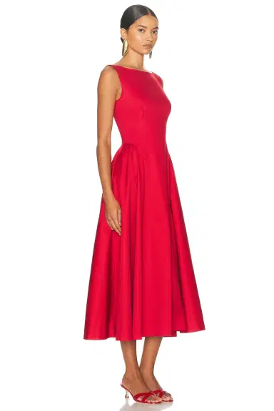 Helsa Stretch Cotton Sateen Midi Dress | Thumbnail 4 Helsa Stretch Cotton Sateen Midi Dress | Thumbnail 4