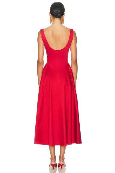 Helsa Stretch Cotton Sateen Midi Dress | Thumbnail 5 Helsa Stretch Cotton Sateen Midi Dress | Thumbnail 5