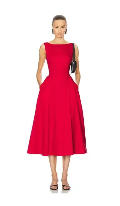 Helsa Stretch Cotton Sateen Midi Dress | Thumbnail 1 Helsa Stretch Cotton Sateen Midi Dress | Thumbnail 1