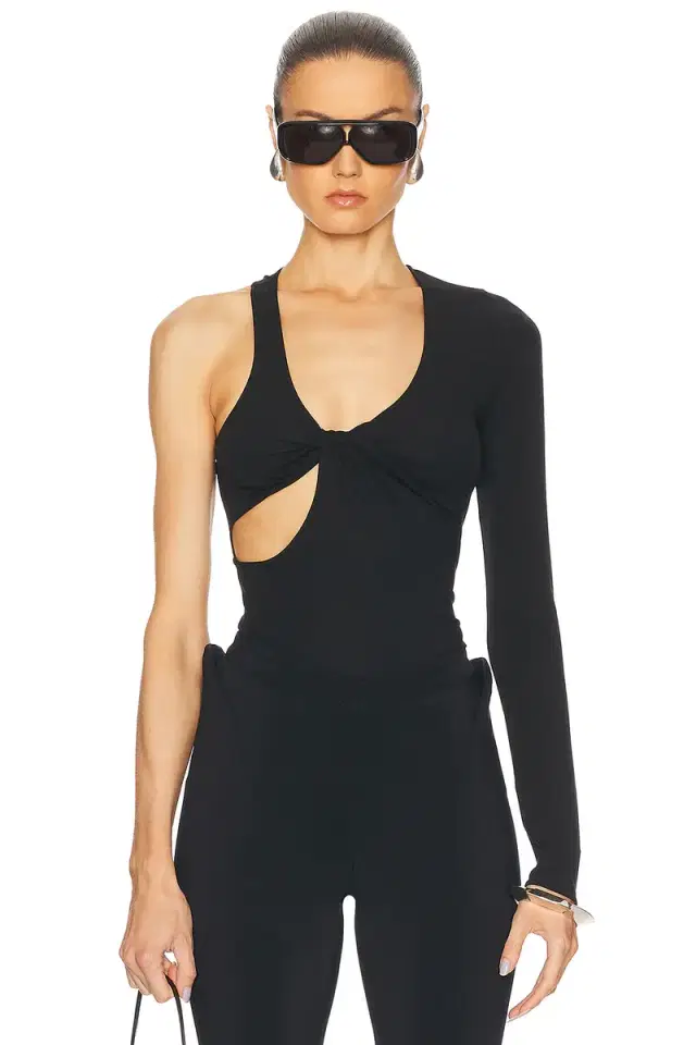 Courreges Twist Asymmetrical Jersey Top