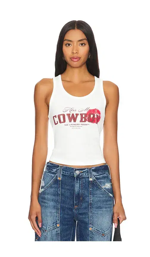 Kiss Me Cowboy Rib Tank