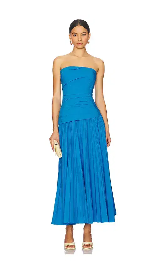SIMKHAI Arie Strapless Bustier Midi Dress