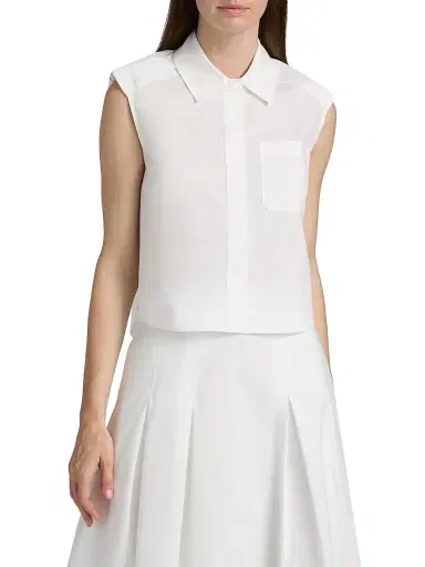 Simkhai Women's Winslow Cropped Sleeveless Button-Front Shirt - White - Size XL | Thumbnail 3 Simkhai Women's Winslow Cropped Sleeveless Button-Front Shirt - White - Size XL | Thumbnail 3