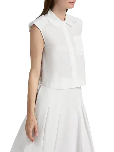 Simkhai Women's Winslow Cropped Sleeveless Button-Front Shirt - White - Size XL | Thumbnail 4 Simkhai Women's Winslow Cropped Sleeveless Button-Front Shirt - White - Size XL | Thumbnail 4