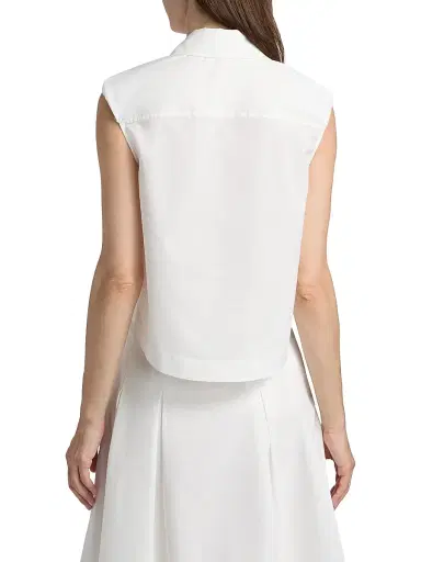 Simkhai Women's Winslow Cropped Sleeveless Button-Front Shirt - White - Size XL | Thumbnail 5 Simkhai Women's Winslow Cropped Sleeveless Button-Front Shirt - White - Size XL | Thumbnail 5