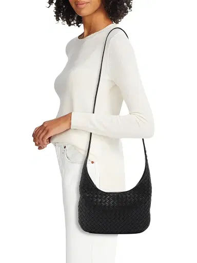 Bottega Veneta Women's Small Veneto Leather Crossbody Bag - Black Silver | Thumbnail 2 Bottega Veneta Women's Small Veneto Leather Crossbody Bag - Black Silver | Thumbnail 2