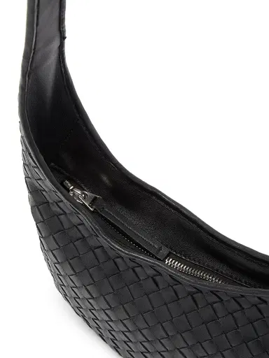 Bottega Veneta Women's Small Veneto Leather Crossbody Bag - Black Silver | Thumbnail 4 Bottega Veneta Women's Small Veneto Leather Crossbody Bag - Black Silver | Thumbnail 4