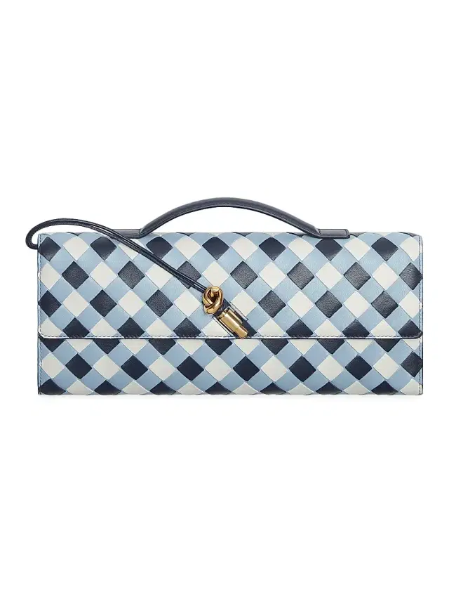 Bottega Veneta Women's Andiamo Vichy Leather Clutch - Ice White