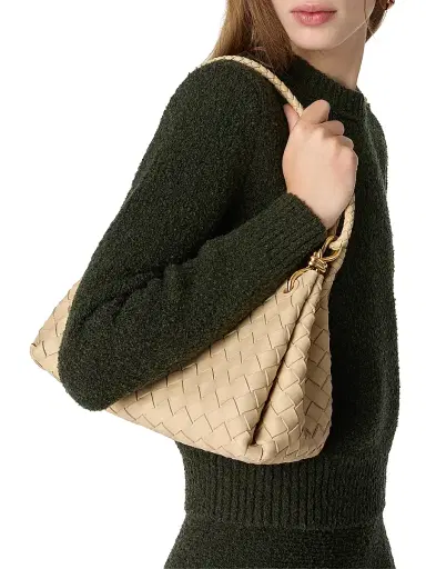 Bottega Veneta Women's Medium Parachute Intrecciato Leather Shoulder Bag - Tufo Muse Brass | Thumbnail 2 Bottega Veneta Women's Medium Parachute Intrecciato Leather Shoulder Bag - Tufo Muse Brass | Thumbnail 2
