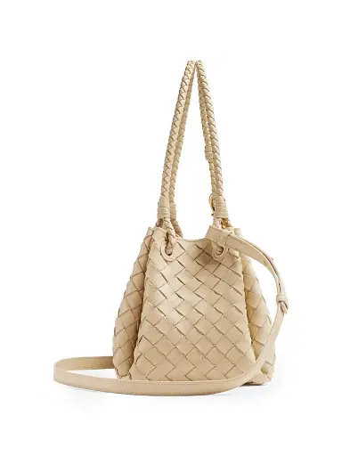 Bottega Veneta Women's Medium Parachute Intrecciato Leather Shoulder Bag - Tufo Muse Brass | Thumbnail 6 Bottega Veneta Women's Medium Parachute Intrecciato Leather Shoulder Bag - Tufo Muse Brass | Thumbnail 6