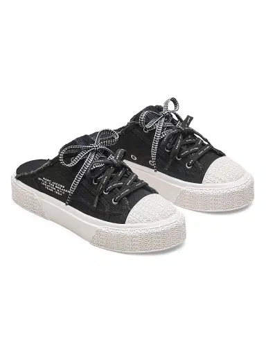 Marc Jacobs Women's The Sneaker Canvas Mules - Black | Thumbnail 2