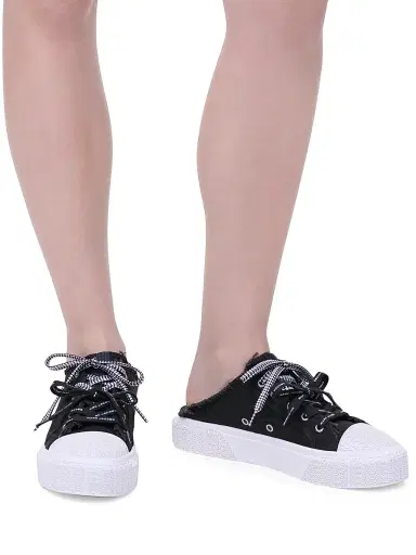 Marc Jacobs Women's The Sneaker Canvas Mules - Black | Thumbnail 7
