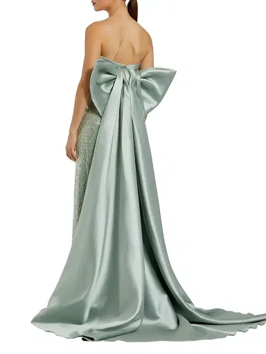 Mac Duggal Women's Embellished Bow Strapless Gown - Sage - Size 12 | Thumbnail 2 Mac Duggal Women's Embellished Bow Strapless Gown - Sage - Size 12 | Thumbnail 2