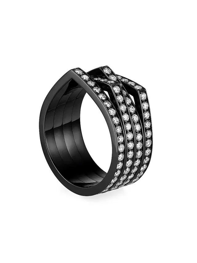Women's Antifer 18K Black Gold & 1.76 TCW Diamond Four-Row Ring - Black